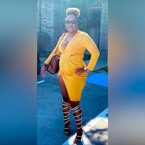 Golden yellow wrap dress